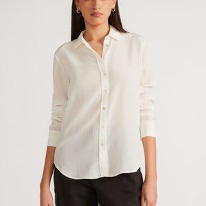 Everlane Silk Shirt, Off-White, Size 2